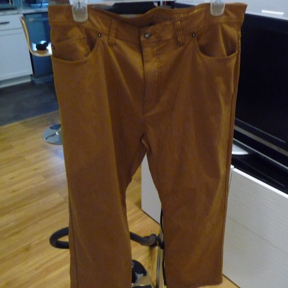 PRANA BREATHE SLIM FIT BROWN/GREEN OUTDOOR HIGHKING ATHLEISURE MAN PANTS  40/30 - Picture 8 of 13